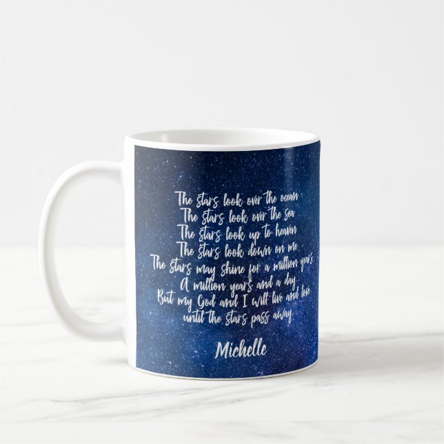 Beautiful Christian Prayer Night Devotional Poem Coffee Mug (Left)