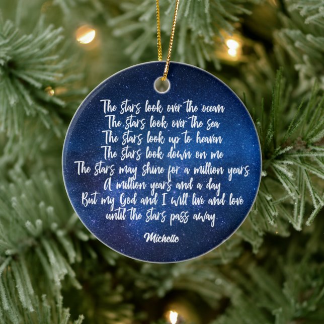 Beautiful Christian Prayer Stars Poem Personalized Ceramic Ornament (Tree)