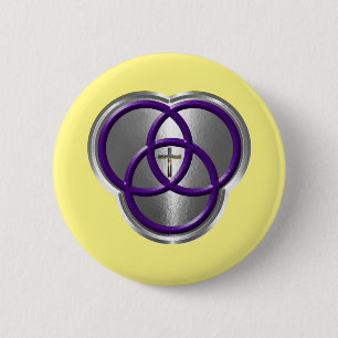 Beautiful Christian Trinity Rings with Cross 2 Inch Round Button