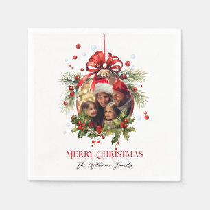 Beautiful Christmas Bauble Frame Family Holidays Napkin