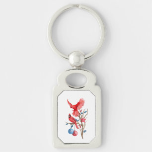 Beautiful Christmas Cardinals Keychain