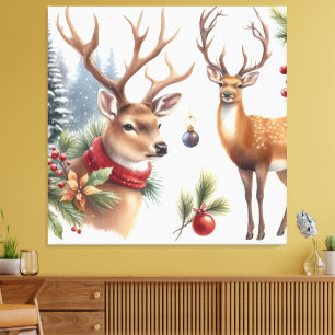 Beautiful Christmas Deer Canvas Print