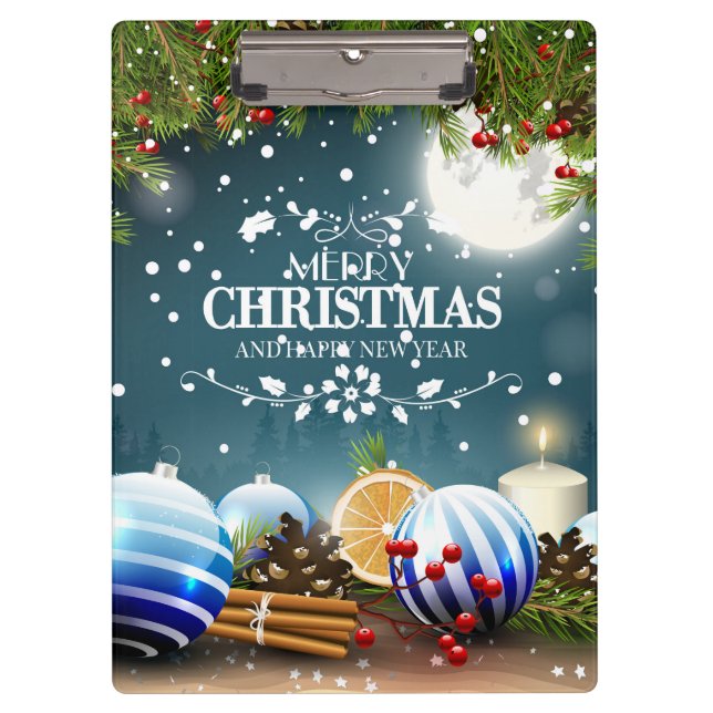 Beautiful Christmas Design with snow branches Clipboard (Front)
