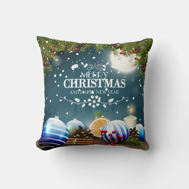 Beautiful Christmas Design with snow branches Throw Pillow (Front)