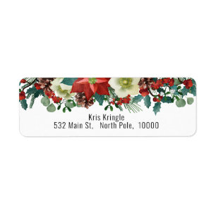 Beautiful Christmas Floral Banner Return Address