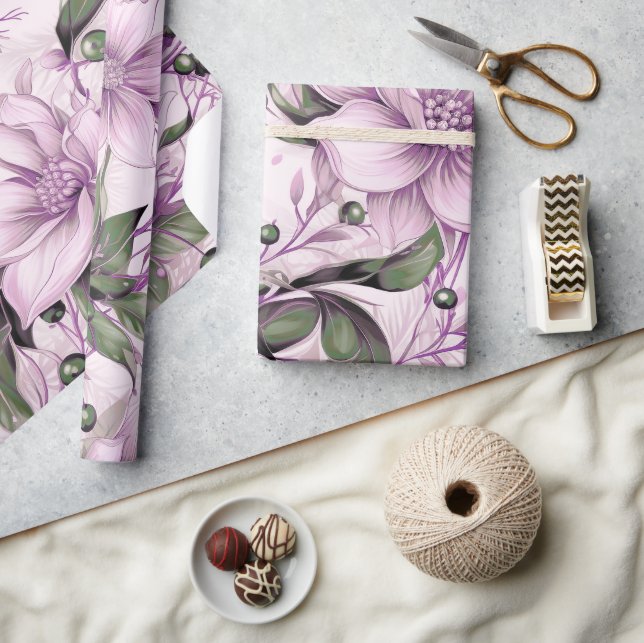 Beautiful Christmas Floral Wrapping Paper (Crafts)