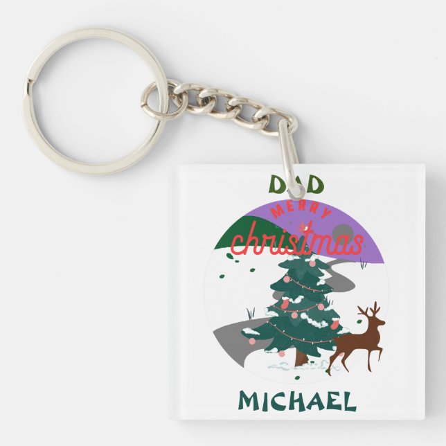 beautiful christmas gift for dad customize  keychain (Front)
