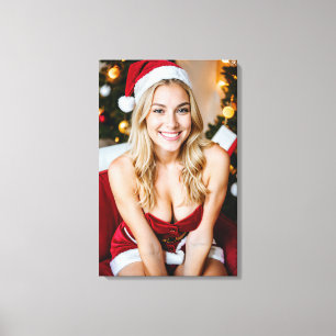 Beautiful Christmas Girl on Canvas Print
