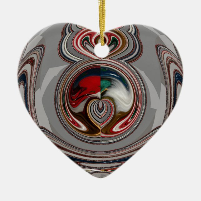 Beautiful Christmas Hearts Holiday Season Colours  Ceramic Ornament (Front)