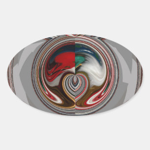 Beautiful Christmas Hearts Holiday Season Colours  Oval Sticker