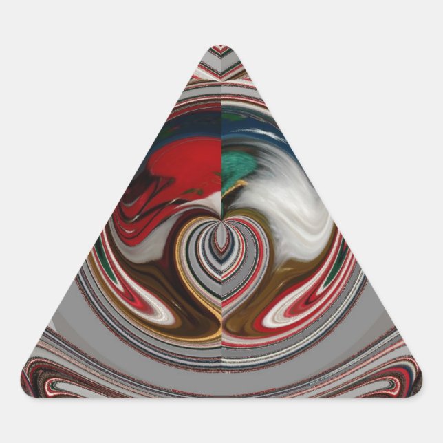 Beautiful Christmas Hearts Holiday Season Colours  Triangle Sticker (Front)