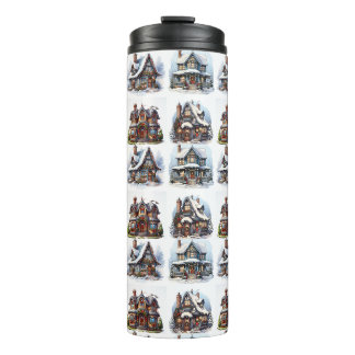Beautiful Christmas House Designs Thermal Tumbler
