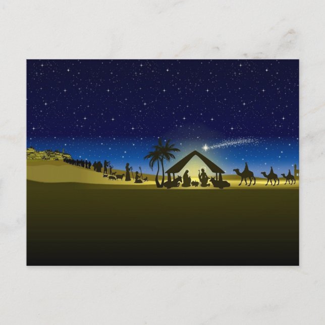 beautiful Christmas nativity image print Holiday Postcard (Front)