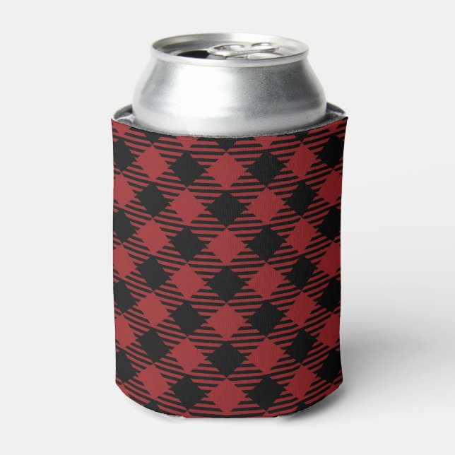 Beautiful Christmas Red Buffalo Plaid Can Cooler (Can Front)