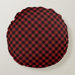 Beautiful Christmas Red Buffalo Plaid Round Pillow