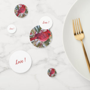 BEAUTIFUL CHRISTMAS RED CARDINAL BIRD TABLE CONFETTI