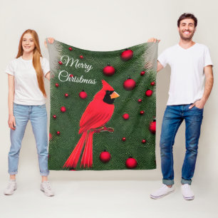 Beautiful Christmas Red Cardinal Fleece Blanket