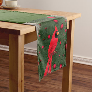 Beautiful Christmas Red Cardinal Short Table Runner