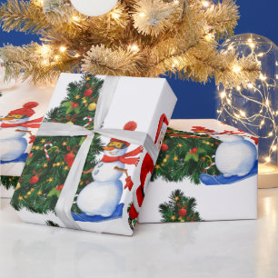 Beautiful Christmas Santa and Snowman pattern Wrapping Paper