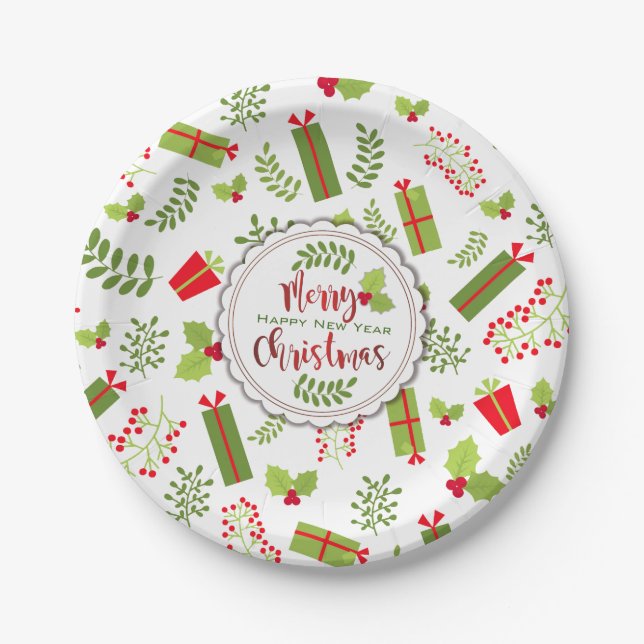 Beautiful Christmas Script Gifts Paper Plate (Front)