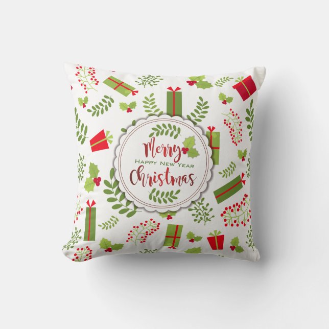 Beautiful Christmas Script Gifts Throw Pillow (Front)