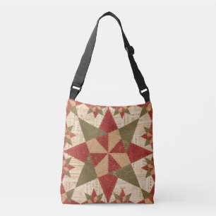 Beautiful Christmas Star Quilt Crossbody Bag