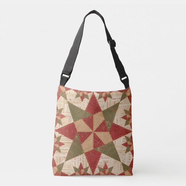 Beautiful Christmas Star Quilt Crossbody Bag (Front)