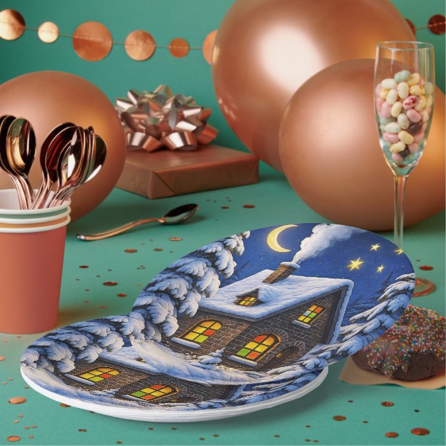 Beautiful Christmas themed Paper Plate (Multi)