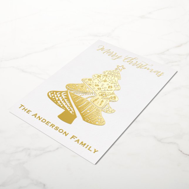 Beautiful Christmas Tree Foil Holiday Card (Rotated)