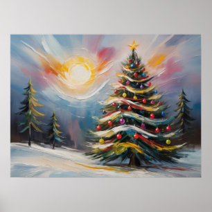 Beautiful Christmas Tree in Snowy Wonderland Poster
