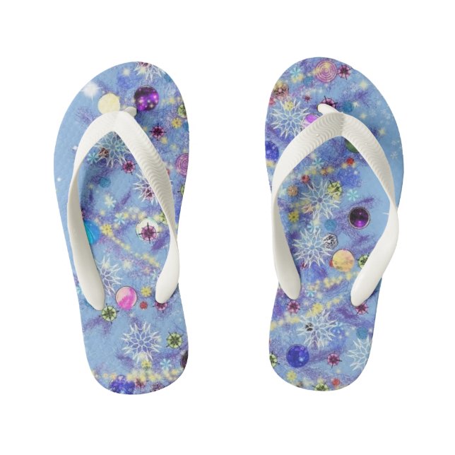 Beautiful Christmas Tree Kid's Flip Flops (Footbed)
