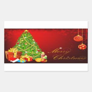 Beautiful Christmas Tree,Red & Golden Balls Sticker