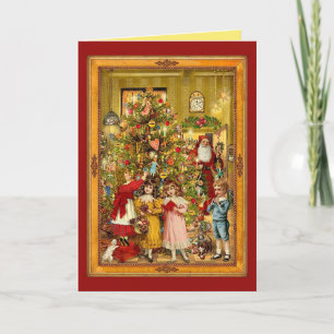 Beautiful Christmas Tree, Santa, Children Classic Card