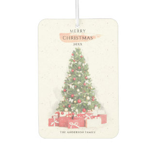 Beautiful Christmas Tree Watercolor Holidays Art Air Freshener