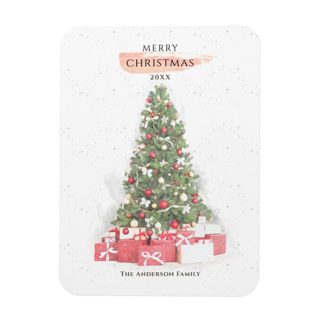 Beautiful Christmas Tree Watercolor Holidays Art Magnet (Vertical)