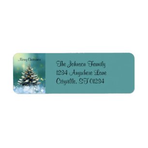 Beautiful Christmas Tree with Snow and Gold Lights