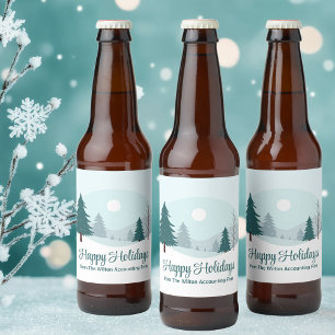 Beautiful Christmas Trees Winter Holiday Party Beer Bottle Label