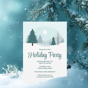 Beautiful Christmas Trees Winter Holiday Party Invitation