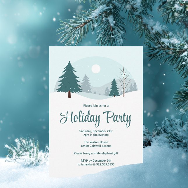 Beautiful Christmas Trees Winter Holiday Party Invitation (Creator Uploaded)