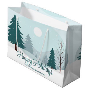 Beautiful Christmas Trees Winter Holiday Party Large Gift Bag