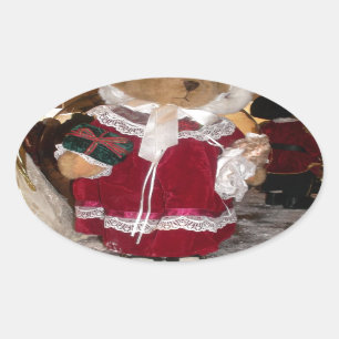 Beautiful Christmas with Love Have a Nice Day and Oval Sticker