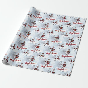 Beautiful Christmas Woman over Winter Snow Wrapping Paper