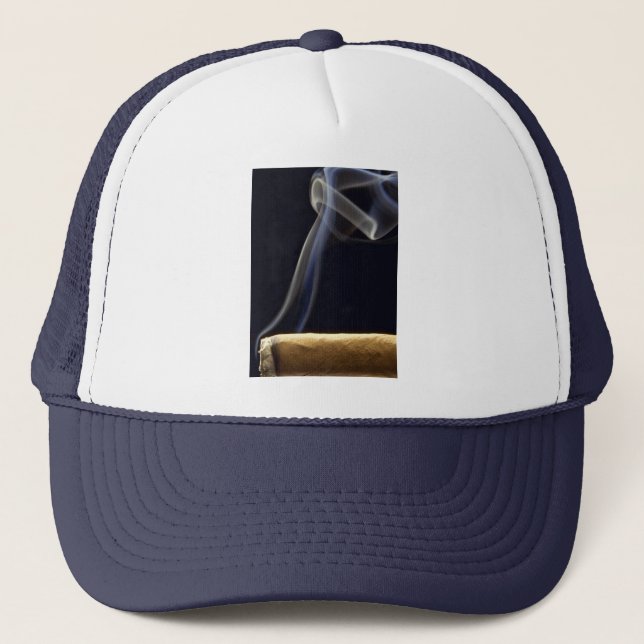 Beautiful Cigar with smoke Trucker Hat (Front)