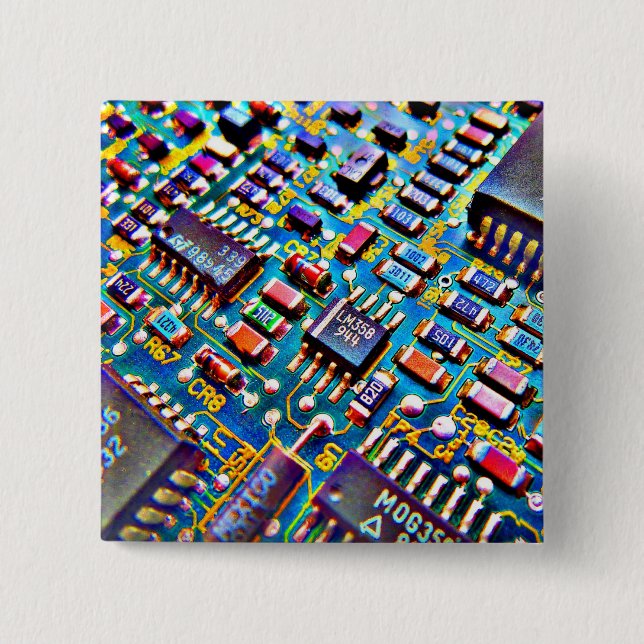 Beautiful Circuitry 2 Inch Square Button (Front)