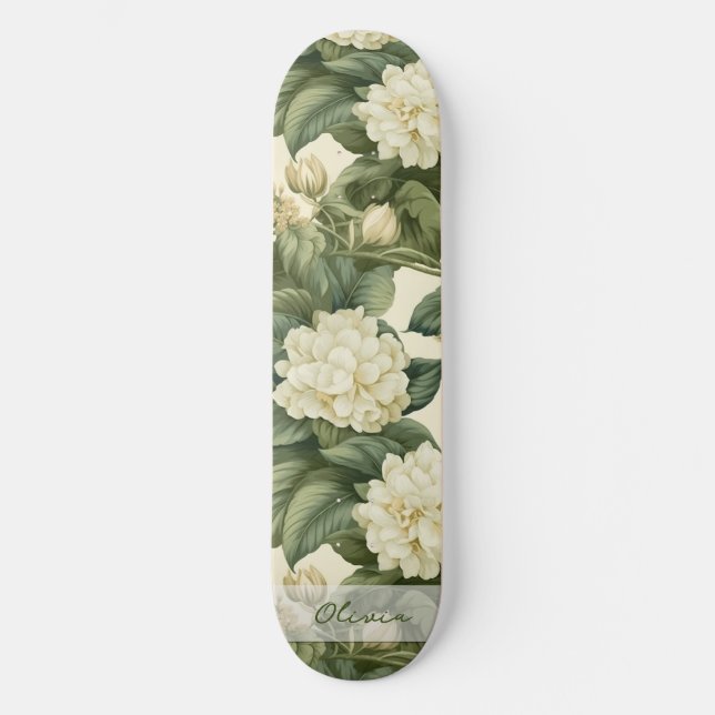 Beautiful classic floral pattern skateboard (Front)