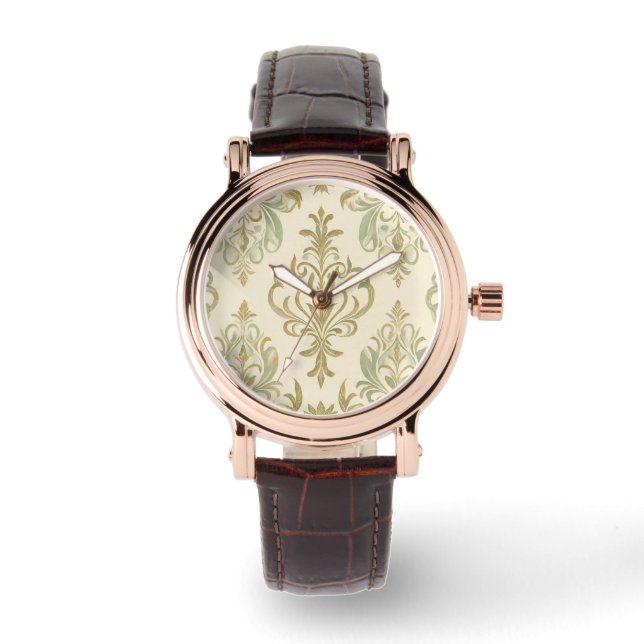 Beautiful Classic,Green Mosaic Pattern,Women Watch (Front)