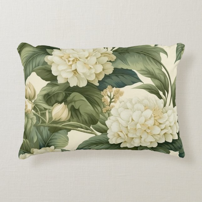 Beautiful classic white floral pattern accent pillow (Front)