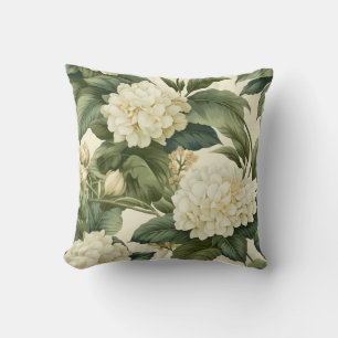 Beautiful classic white floral pattern throw pillow
