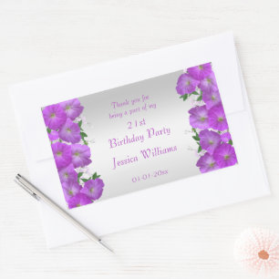 Beautiful Classy Petunias Floral Birthday Sticker