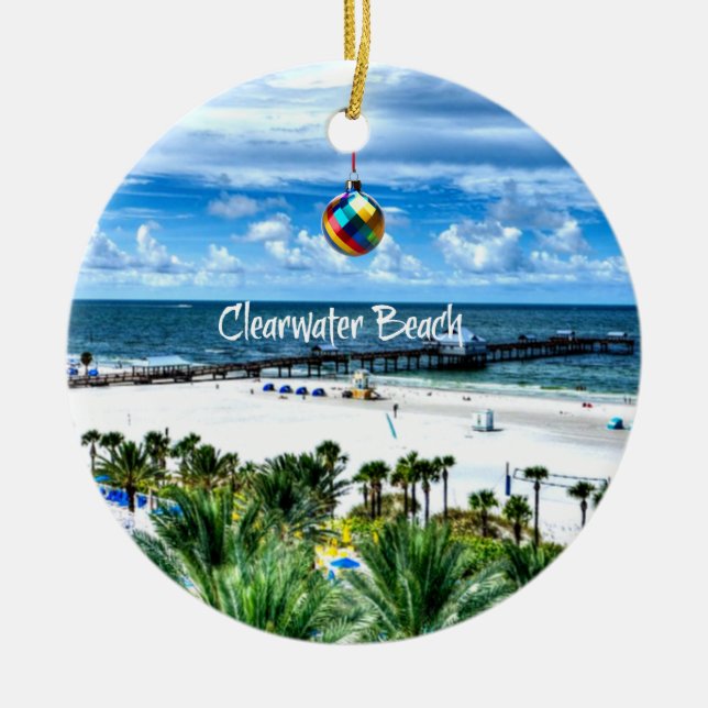 Beautiful Clearwater Beach, Florida Ceramic Ornament (Front)